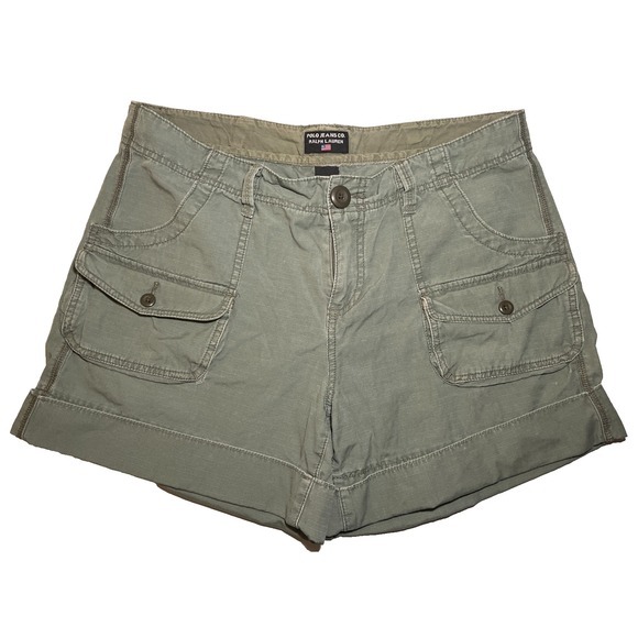 Polo Ralph Lauren Pants - Polo Ralph Lauren Women's Green Cuffed Cargo Shorts - 10
